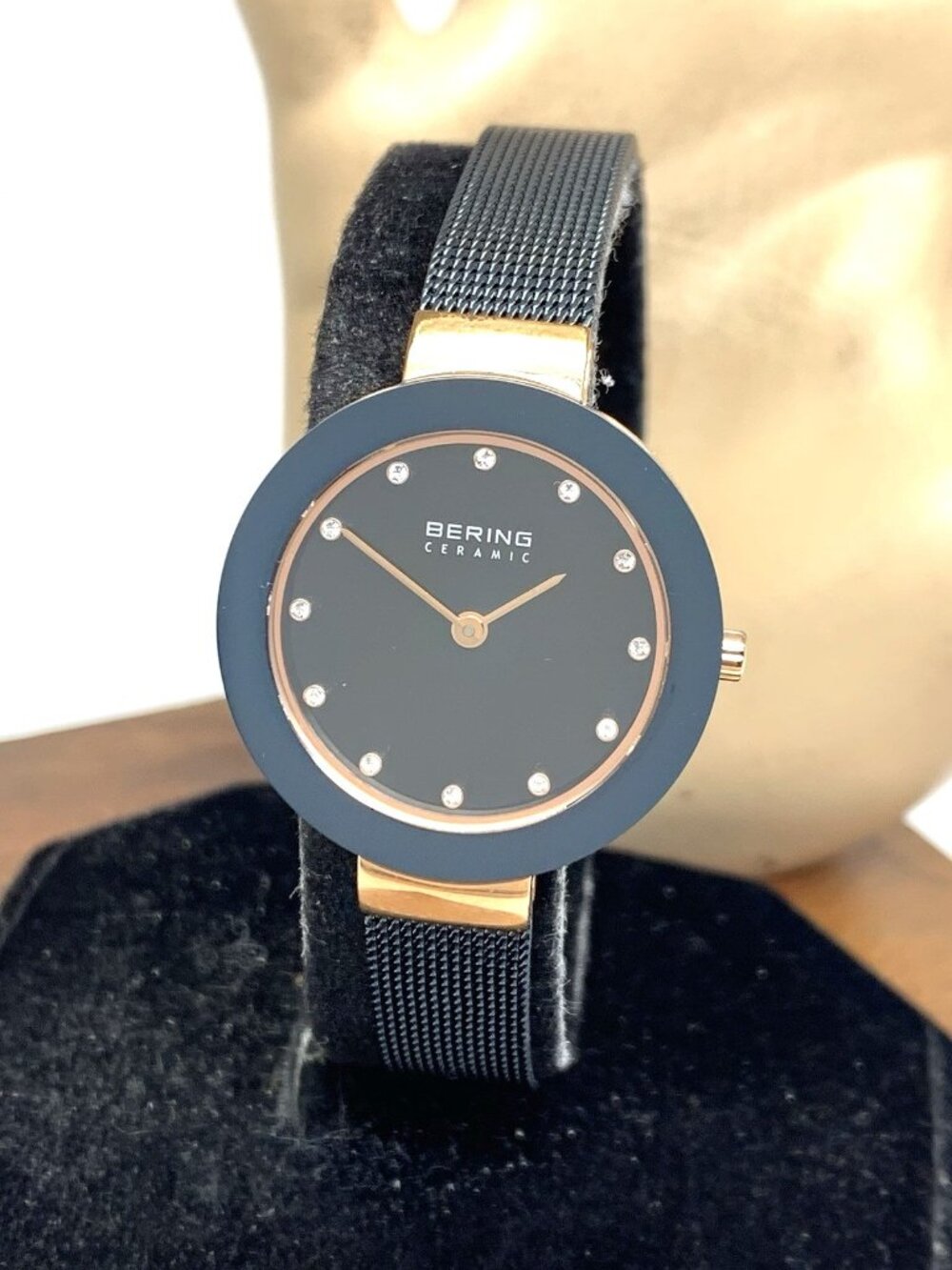 Bering Women's Watch 11429-367 Quartz Rose Gold Blue Mother of Pearl Ceramic